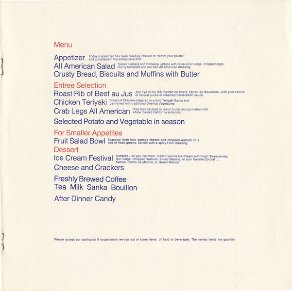 Image: menu: American Airlines