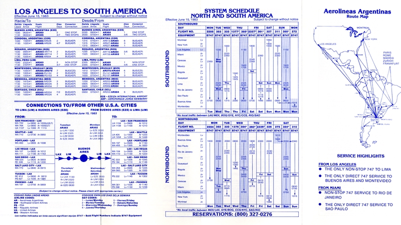 Image: timetable: Aerolineas Argentinas
