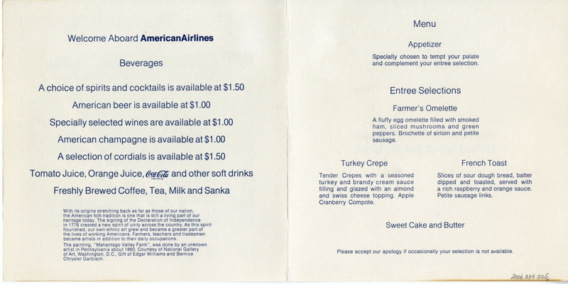 Image: menu: American Airlines