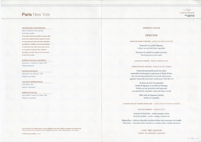 Image: menu: Air France, Concorde