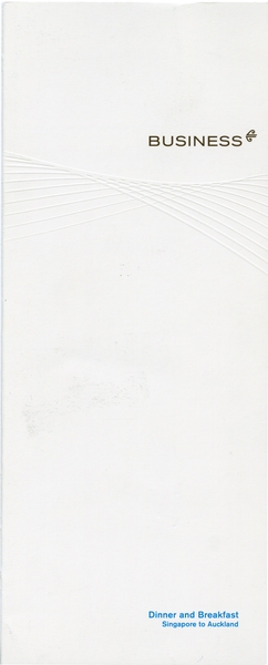 Image: menu: Air New Zealand, Business Class