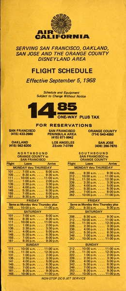 Image: timetable: Air California
