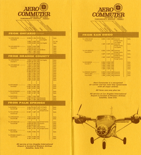 Image: timetable: Aero Commuter and Catalina Air Lines
