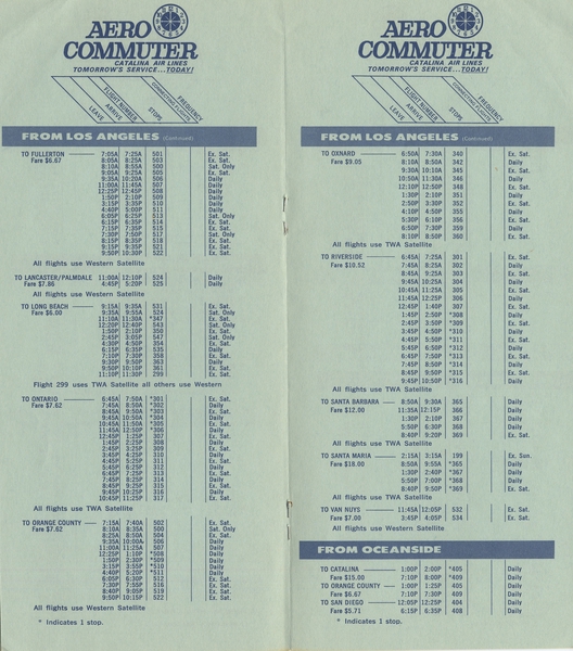 Image: timetable: Aero Commuter and Catalina Air Lines