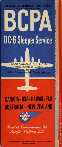 Timetable: British Commonwealth Pacific Airlines (BCPA)