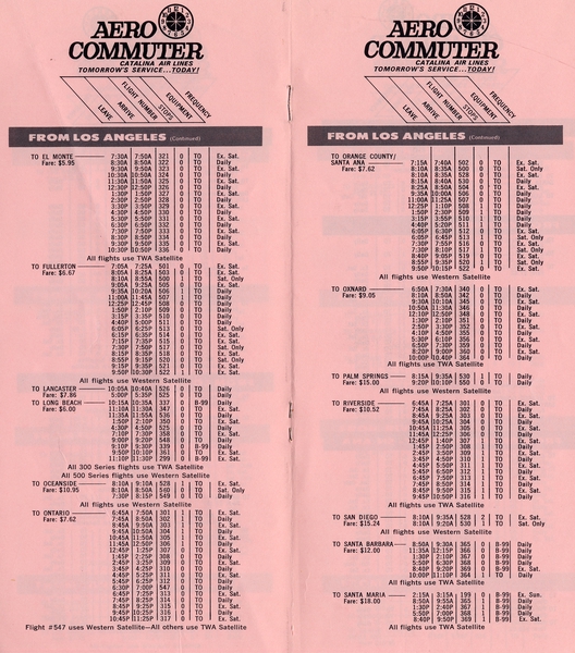 Image: timetable: Aero Commuter and Catalina Air Lines