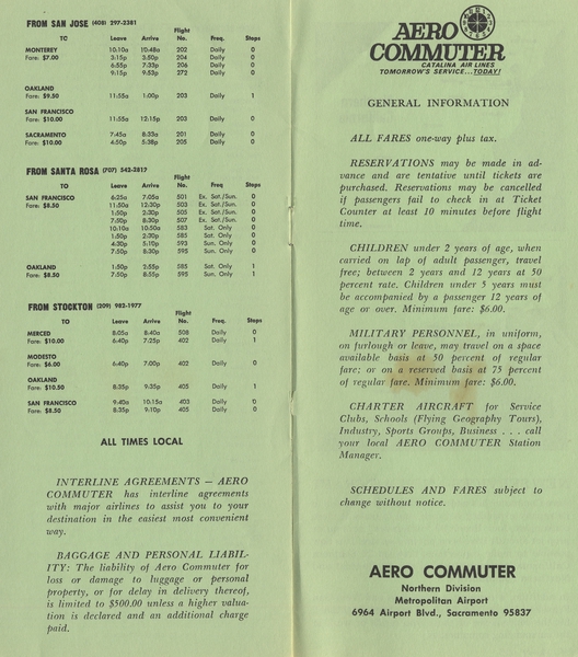 Image: timetable: Aero Commuter and Catalina Air Lines
