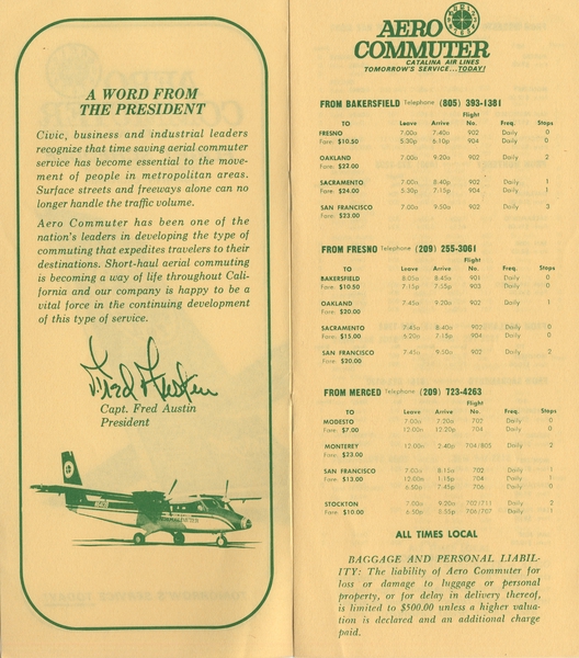 Image: timetable: Aero Commuter and Catalina Air Lines