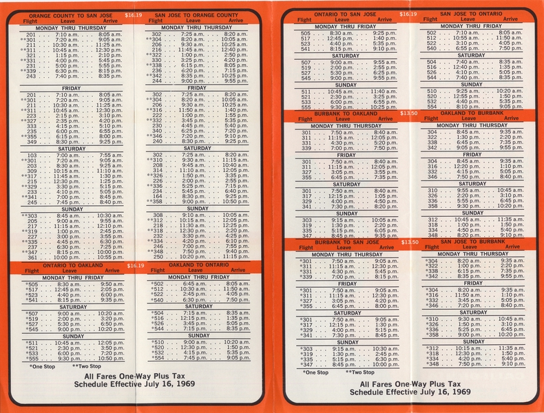 Image: timetable: Air California