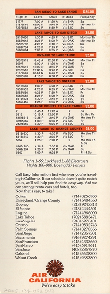 Image: timetable: Air California