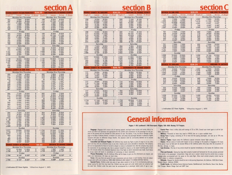 Image: timetable: Air California