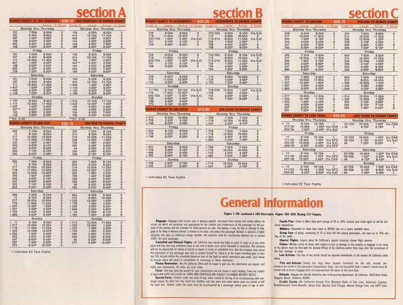 Image: timetable: Air California