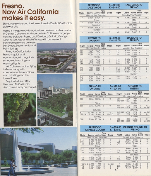 Image: timetable: Air California