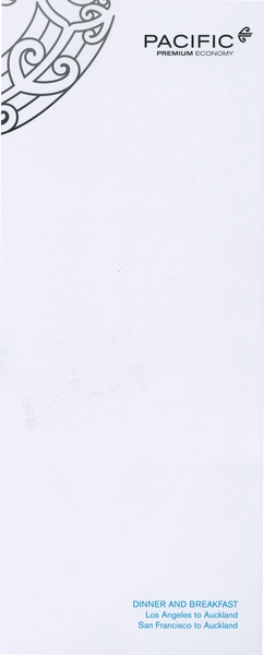 Image: menu: Air New Zealand, Premium Economy Class