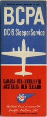 Image: timetable: British Commonwealth Pacific Airlines (BCPA), Douglas DC-6 Sleeper Service