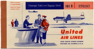 Image: ticket: United Air Lines, Douglas DC-4