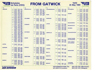 timetable: UTA (Union de Transports Aériens)