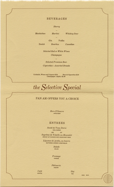 Image: menu: Pan American World Airways