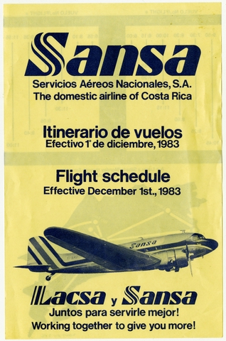 Timetable: Sansa / Lineas Aereas Costarricenses, S.A. (LACSA)