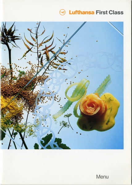 Image: menu: Lufthansa German Airlines, First Class