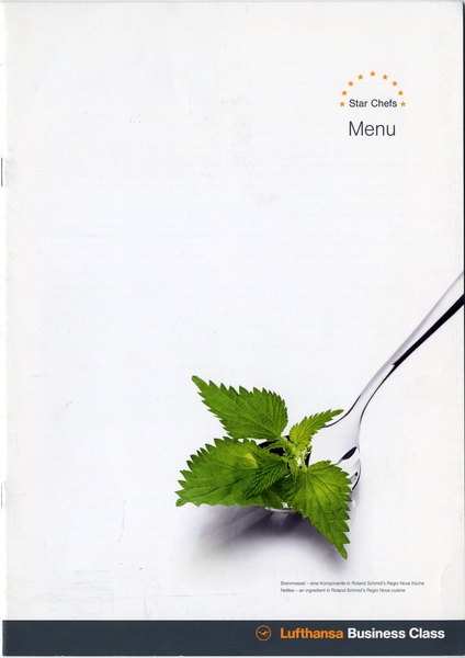 Image: menu: Lufthansa German Airlines, Business Class