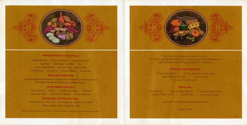 Image: menu: Continental Airlines