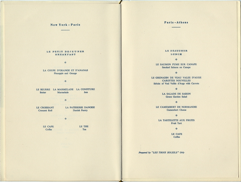 Image: menu: Olympic Airways