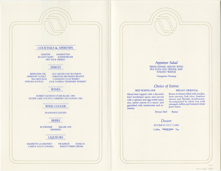 Image: menu: Northwest Orient Airlines