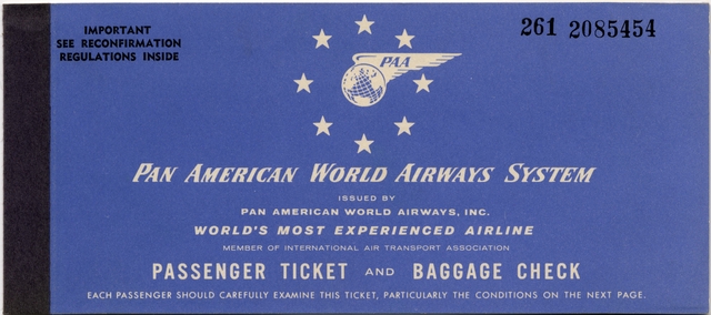 Ticket: Pan American World Airways
