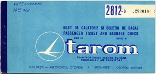 ticket: TAROM (Romanian Air Transport)