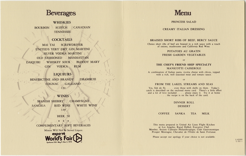 Image: menu: United Air Lines