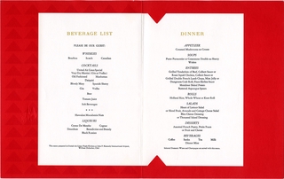 Image: menu: United Air Lines, Red Carpet (First) Class