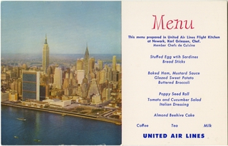 Image: menu: United Air Lines, postcard