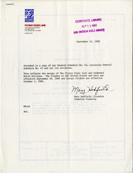 Image: timetable: Flying Tiger Line