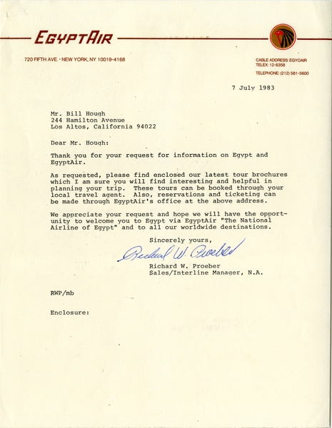 Image: tourist information / timetable: EgyptAir