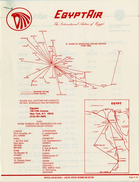 Image: tourist information / timetable: EgyptAir