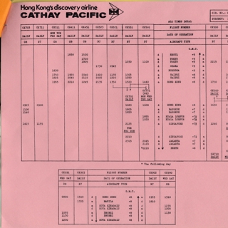Image #4: timetable: Cathay Pacific Airways