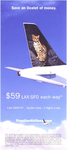 Brochure: Frontier Airlines, Los Angeles - San Francisco