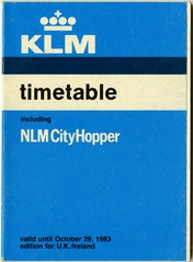 Image: timetable: KLM (Royal Dutch Airlines), U.K. / Ireland edition, NLM CityHopper