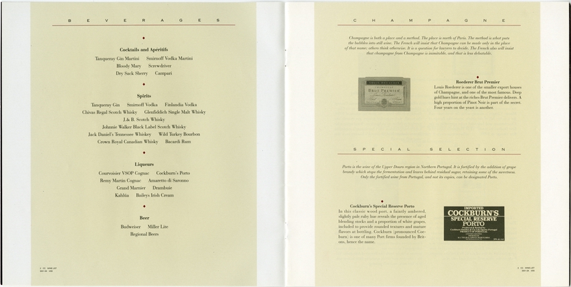 Image: menu: United Airlines, Connoisseur (Business) Class