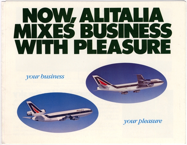 Objects | brochure: Alitalia, Top and Business Class service | SFO Museum