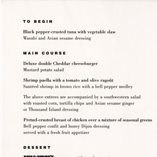 Image #2: menu: United Airlines, First Class