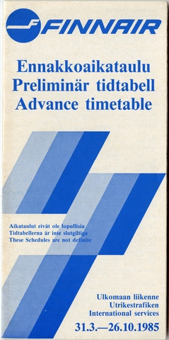 Timetable: Finnair