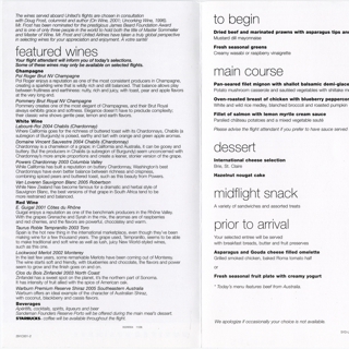 Image #2: menu: United Airlines, Business Class