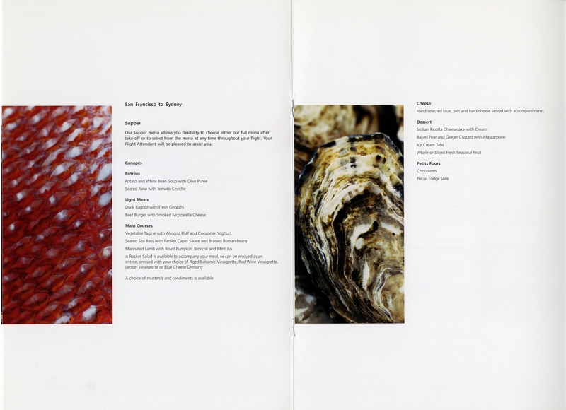 Image: menu: Qantas Airways, First Class