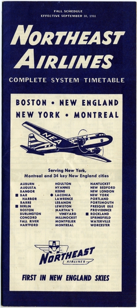Image: timetable: Northeast Airlines