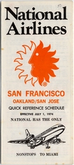 Image: timetable: National Airlines, quick reference, San Francisco / Oakland / San Jose