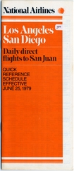 Image: timetable: National Airlines, quick reference, Los Angeles / San Diego / San Juan