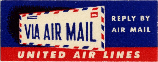Airmail courtesy label: United Air Lines
