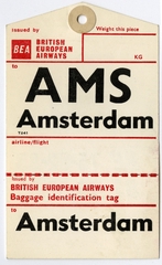 Image: baggage destination tag: British European Airways (BEA)
